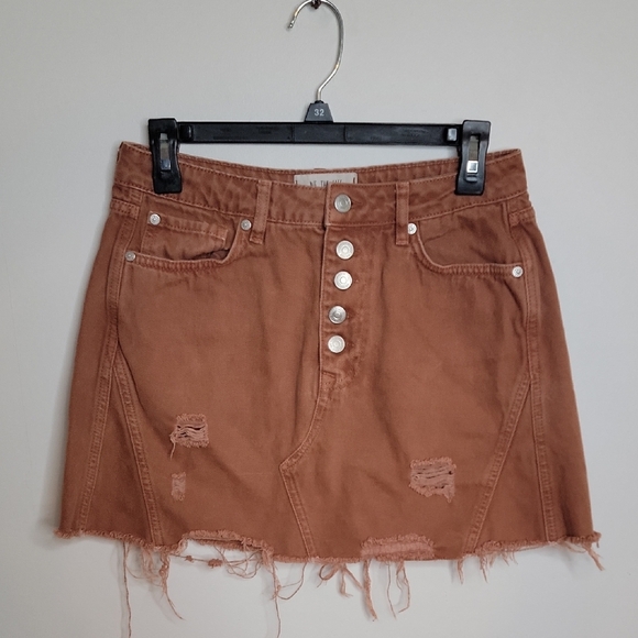 Free People Dresses & Skirts - Free People Distressed Brown Mini Skirt Size 29